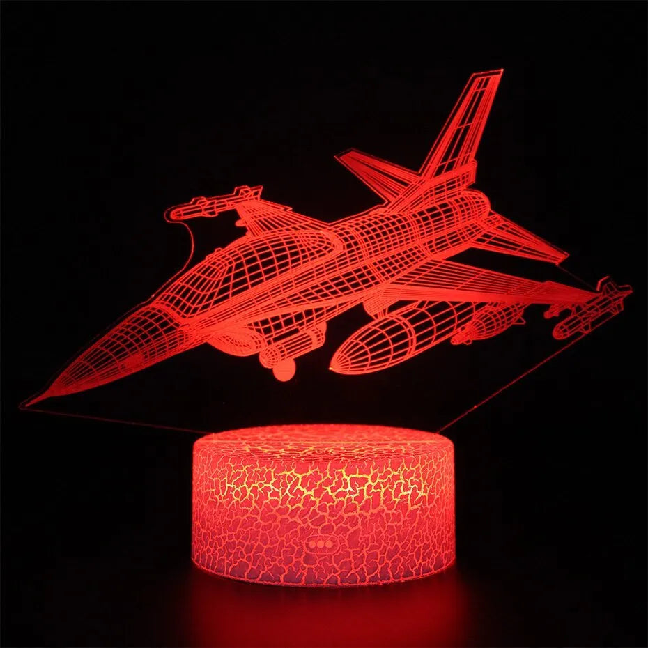 Cartoon airplane shaped LED night light with touch control and acrylic shade