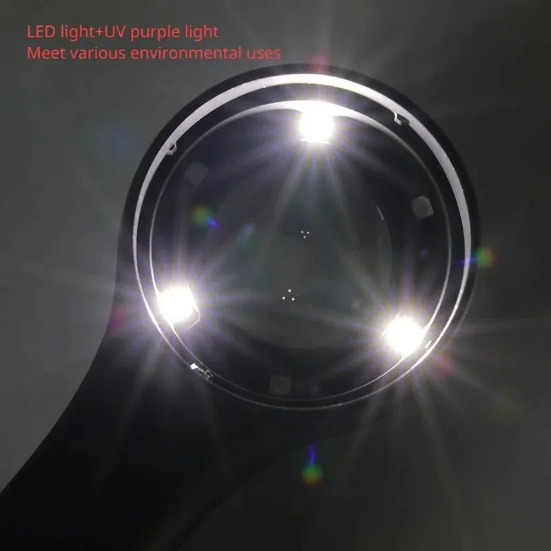 Professional appraisal magnifying glass with optical glass lens and USB-C charging port