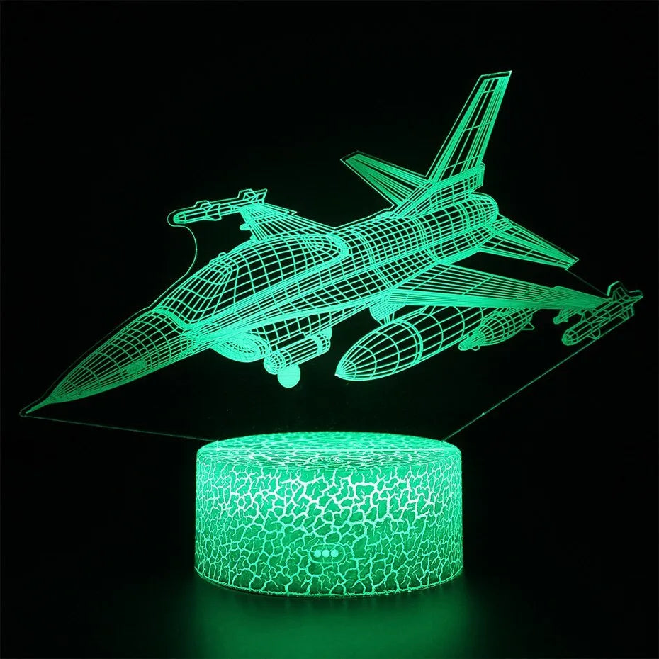 Cartoon airplane shaped LED night light with touch control and acrylic shade