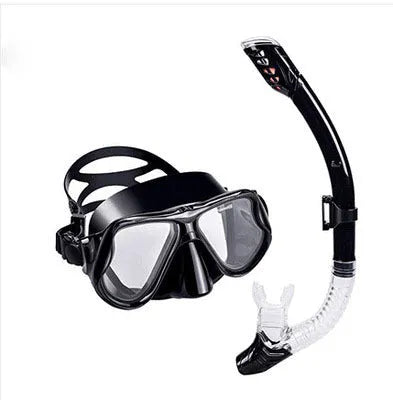 Diving goggles with anti-fog lens and PC frame, shown with adjustable silicone strap in one of four colour options.