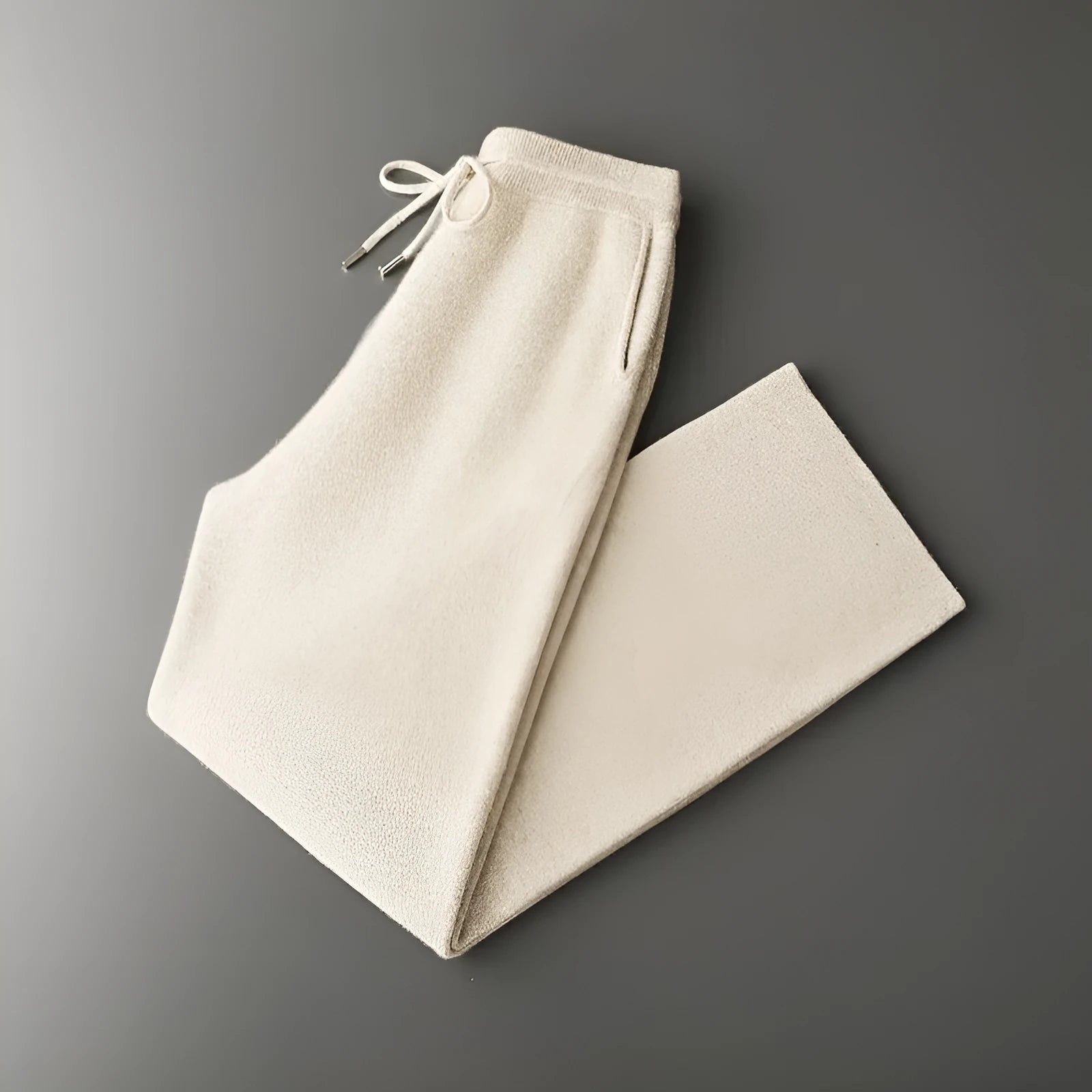 Men's Thickening Wide Leg Pants in Wool Solid Colour Mid-High Waist Drawstring Casual Trousers Available Light Gray Dark Gray Light Camel Black Caramel Cyan S-XXL
