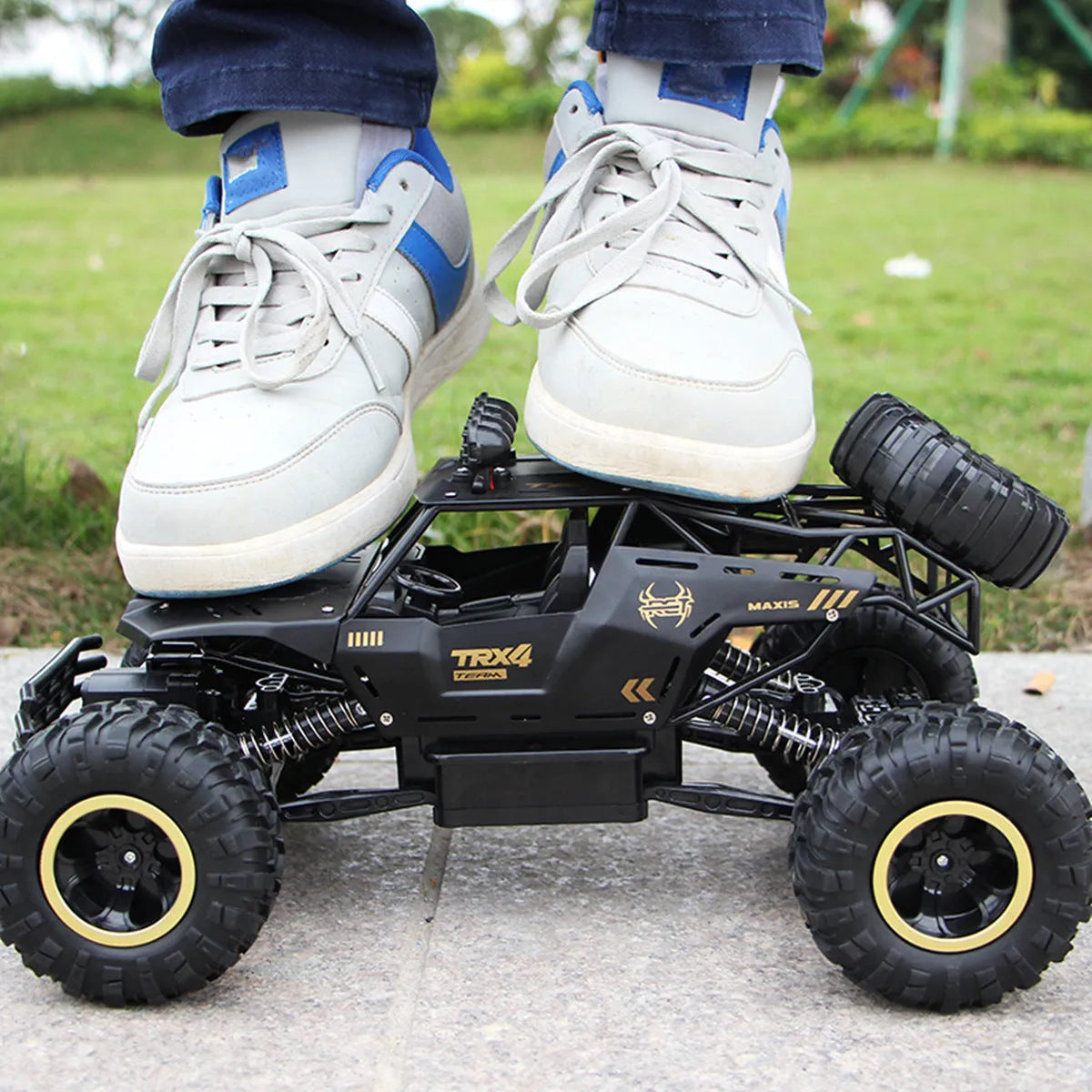 Large black 4WD off-road remote control climbing car with 2.4G wireless remote