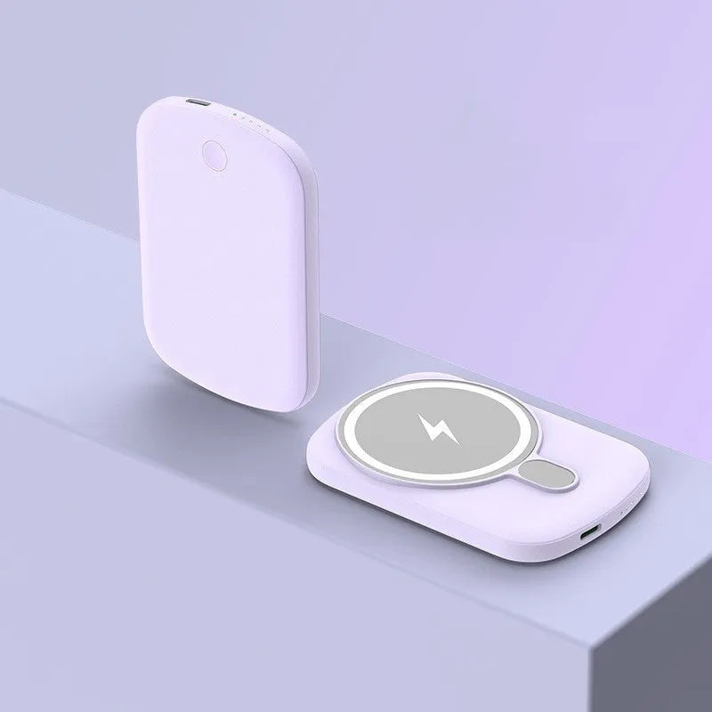 Magsafe magnetic wireless power bank in four colour options with 5000mAh or 10000mAh capacity