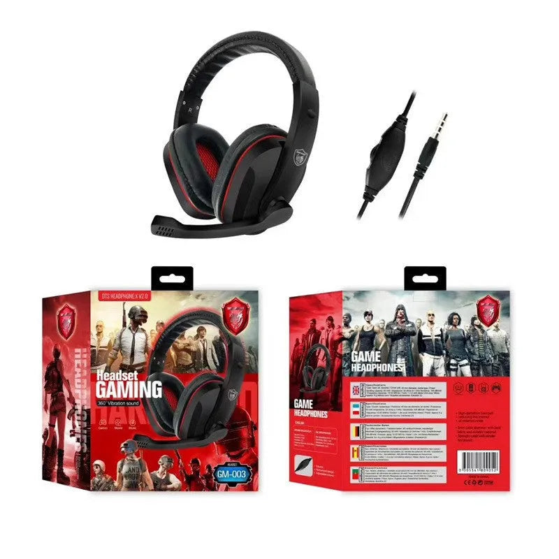 Black wired over-ear gaming headset with 40mm speakers and a 6.3mm straight plug on a 1.2m cable.
