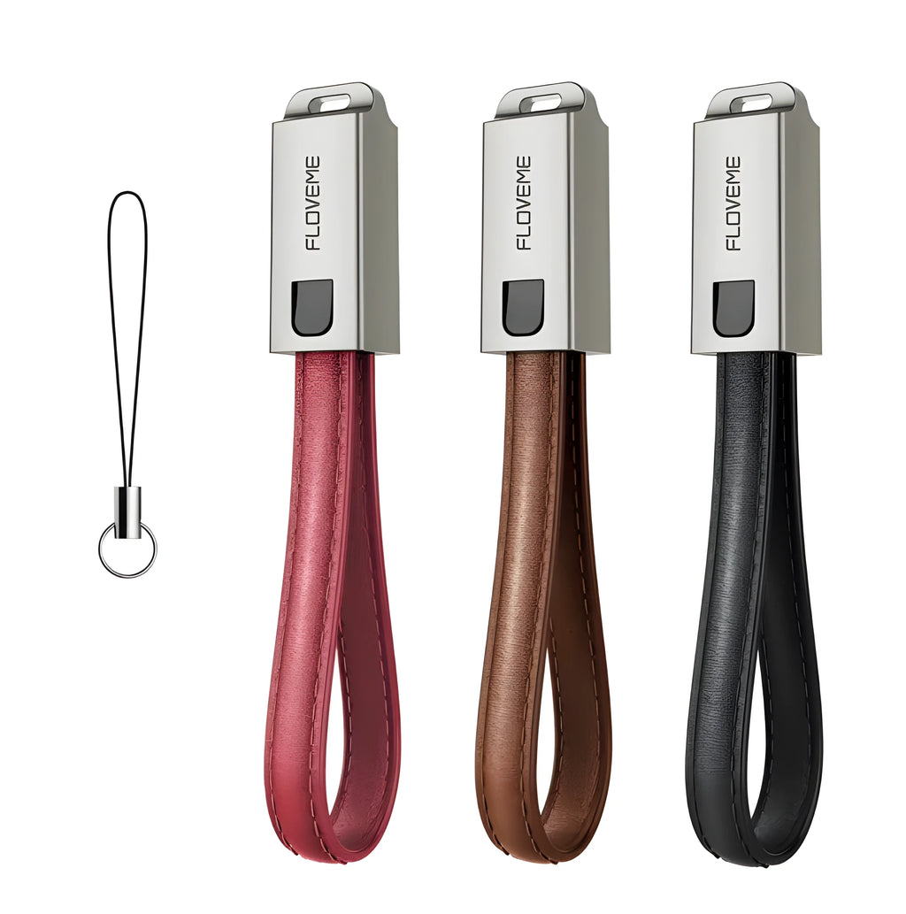 20cm Leather USB to Lightning charging cable with Zinc Alloy connector in three colour options