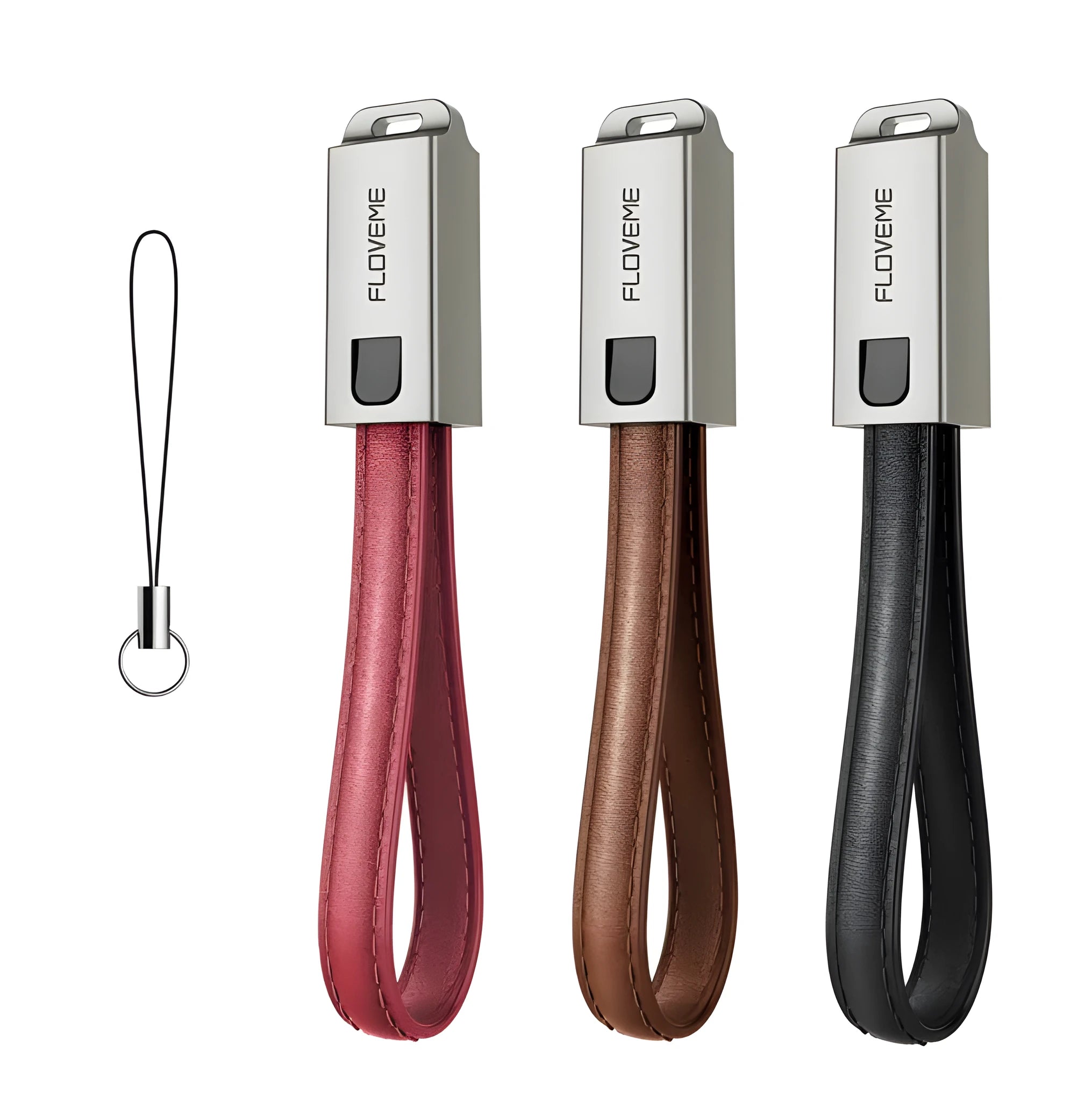 20cm Leather USB to Lightning charging cable with Zinc Alloy connector in three colour options