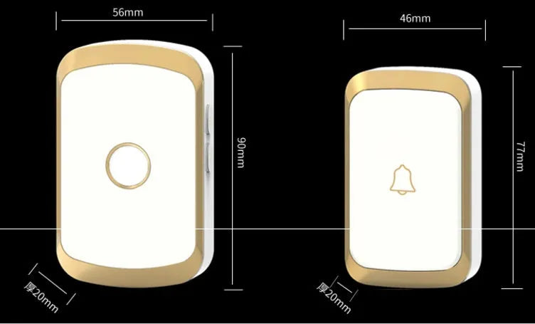 Wireless doorbell receiver and transmitter with 300 metre range and 36 chime options
