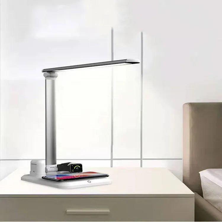 X-1 model 4-in-1 LED desk lamp with wireless charging in black or white colour