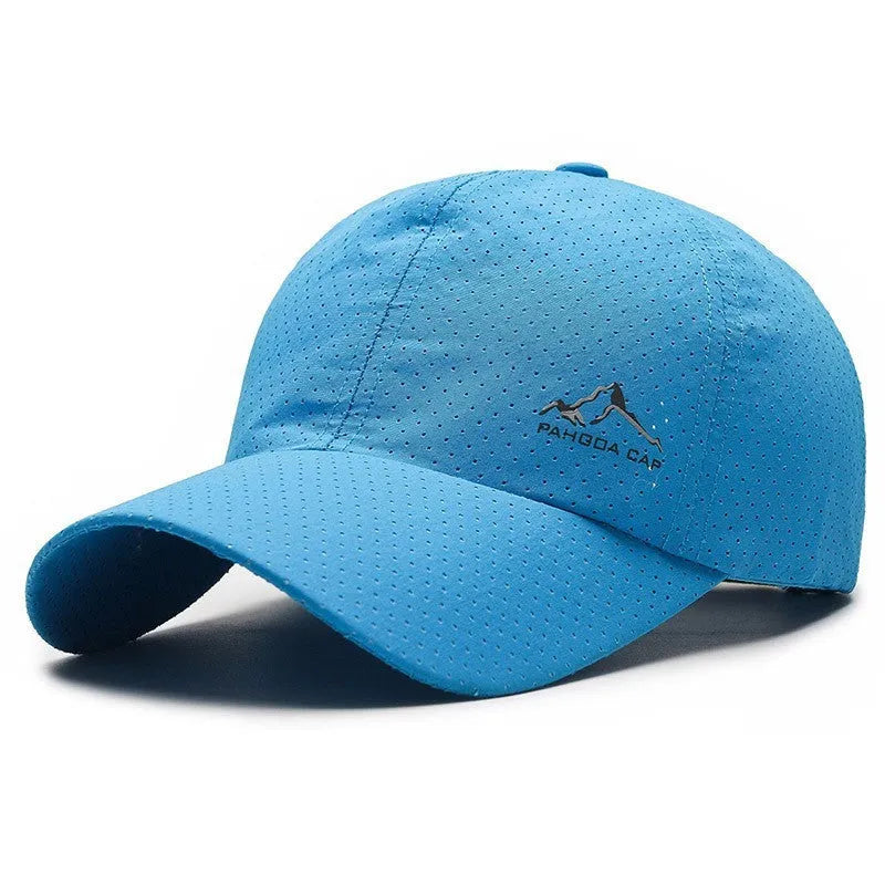 Korean-style adjustable baseball cap in polyester fabric for summer sun protection, shown in a selected colour
