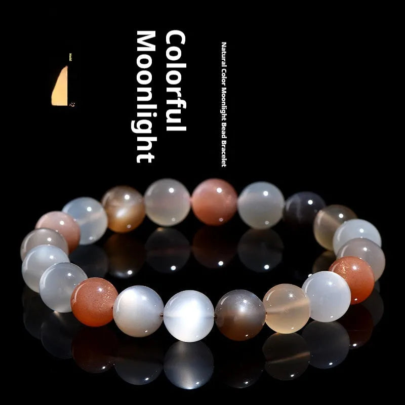 Moonstone colourful moon light bracelet with 8mm single circle diameter