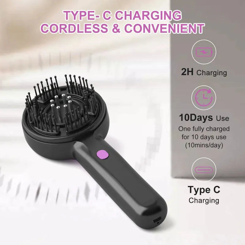 USB electric head massager comb with 2-gear vibration control in black gray and red colors