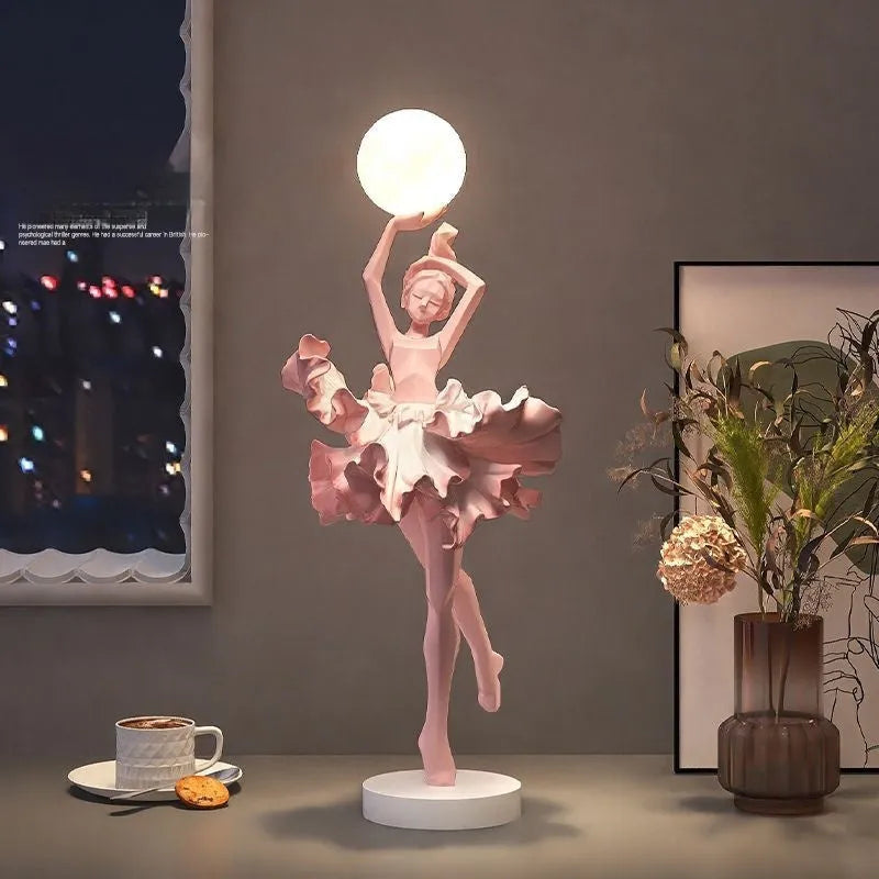Art girl atmosphere small night lamp in black gold, white, pink, or light blue colour with USB charging.