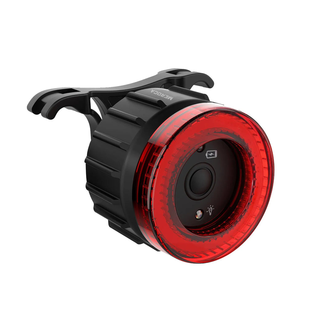 Black intelligent induction brake taillight for bicycles with aluminium alloy construction and seat tube bracket