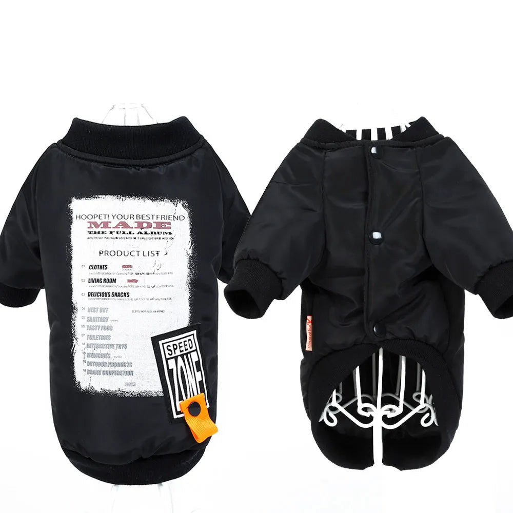 Printed cotton dog clothes winter casual black colour pet clothing for small medium dogs