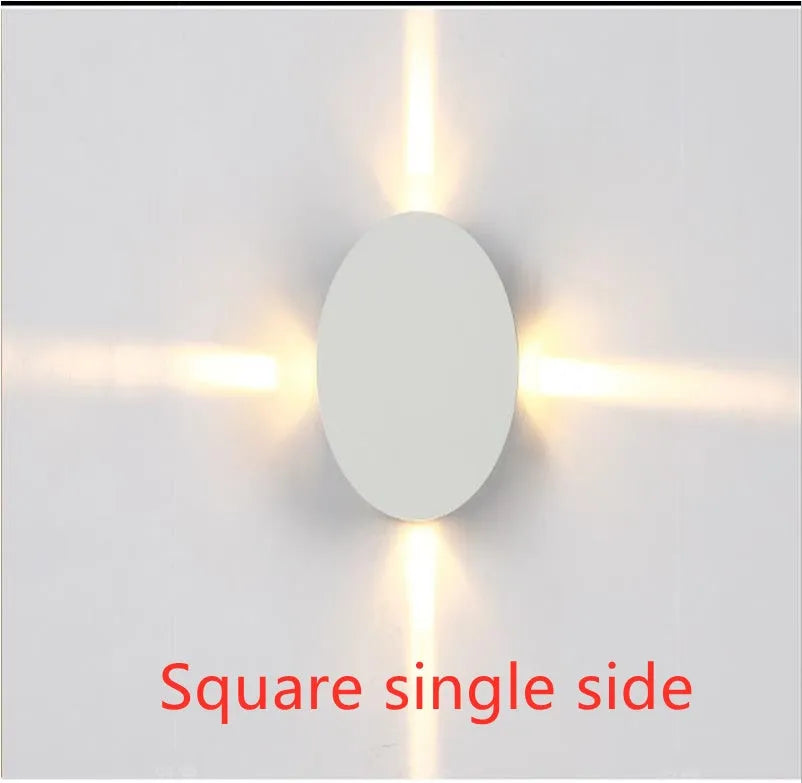 Modern square and round aluminium LED wall lights with iron lampshades in warm white or white light