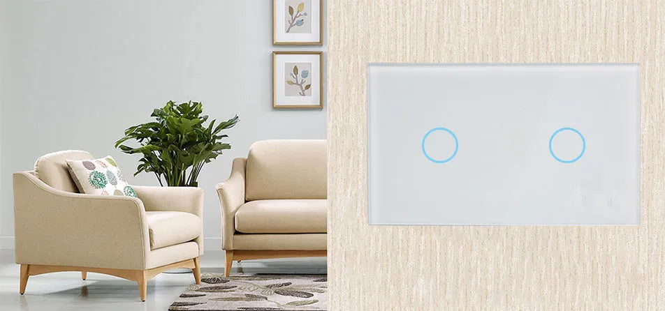 RF wireless touch light switch with tempered glass panel in black white or gold