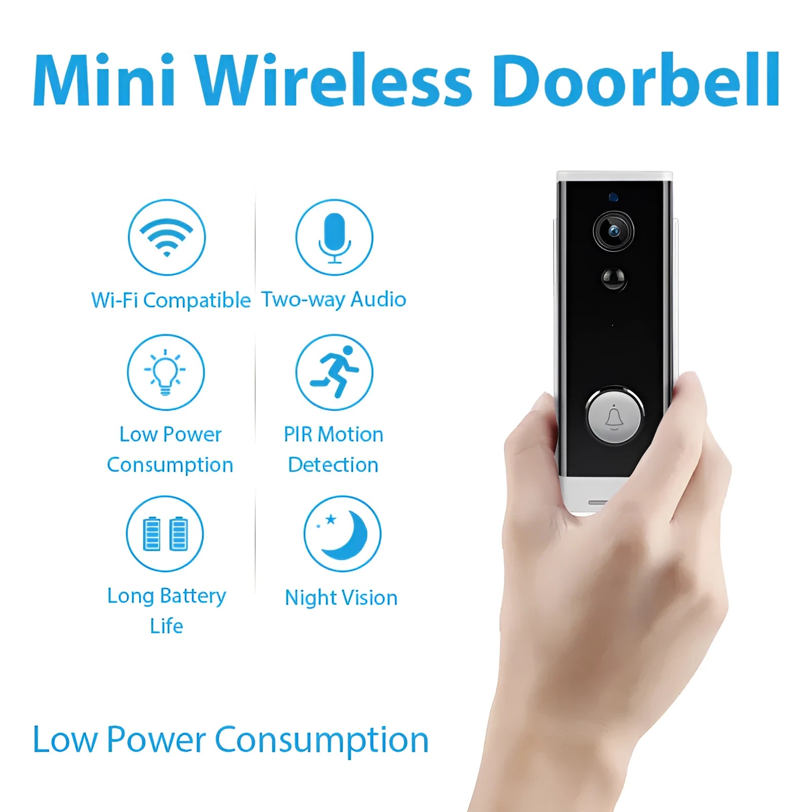 White wall-mounted wireless security camera with 1080p resolution for mobile phone remote monitoring