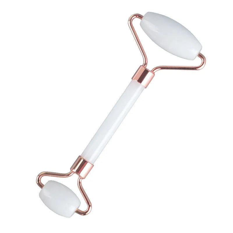 White jade roller and claw massage set with storage board for facial and body treatment