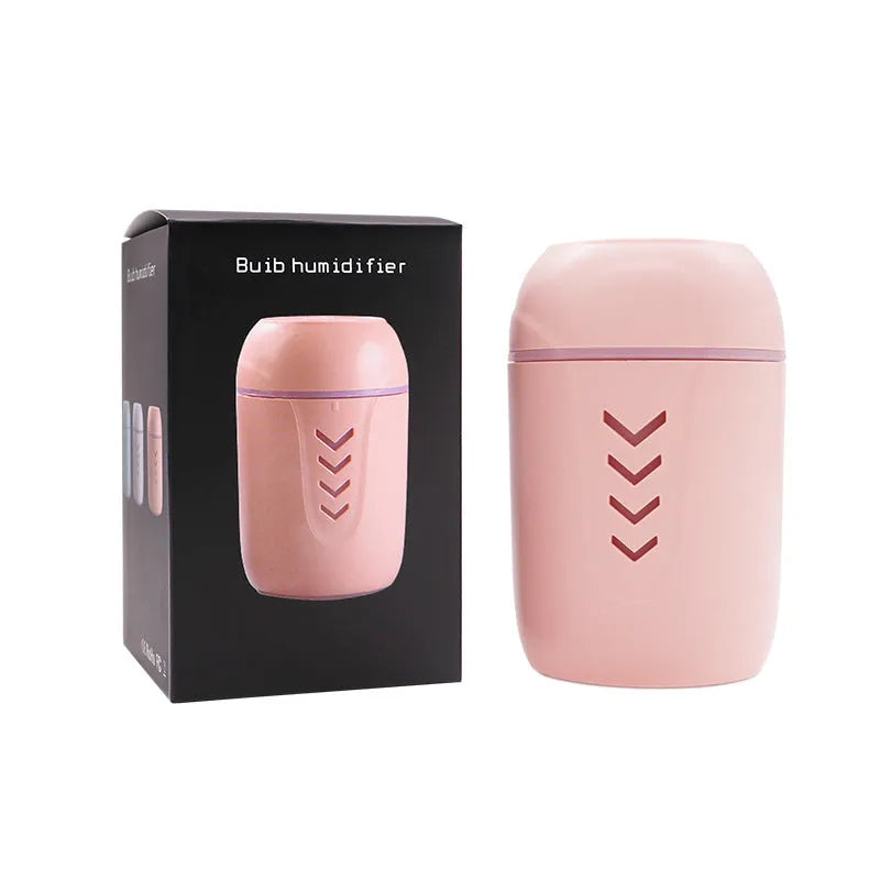 Blue columnar car humidifier with USB cable and 200ml water tank capacity