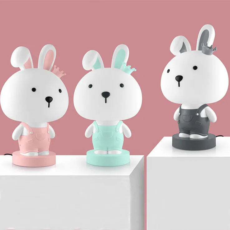 Cartoon animal LED table lamp in bear, cattle, rabbit, or tiger design with plastic shade