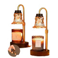 Lifting aromatherapy wax melting lamp with bamboo base, height 30.5cm