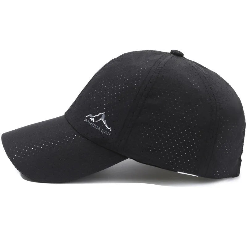Korean-style adjustable baseball cap in polyester fabric for summer sun protection, shown in a selected colour