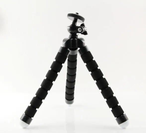 Black flexible octopus tripod with wrapped legs showing 1/4-20 screw mount for smartphones