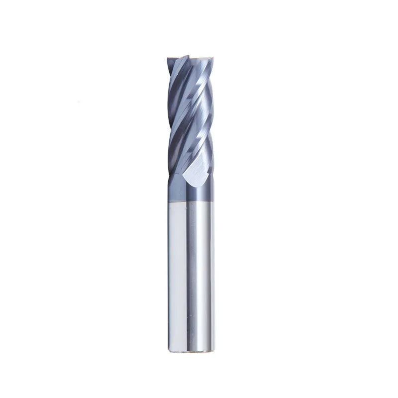 Carbide milling cutter set with straight shank and spiral cutting edge showing multiple diameter options