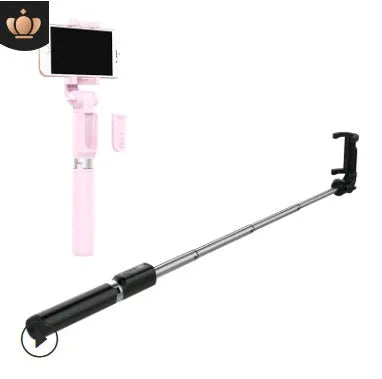 Aluminium alloy Bluetooth selfie stick with remote control and extendable phone clip