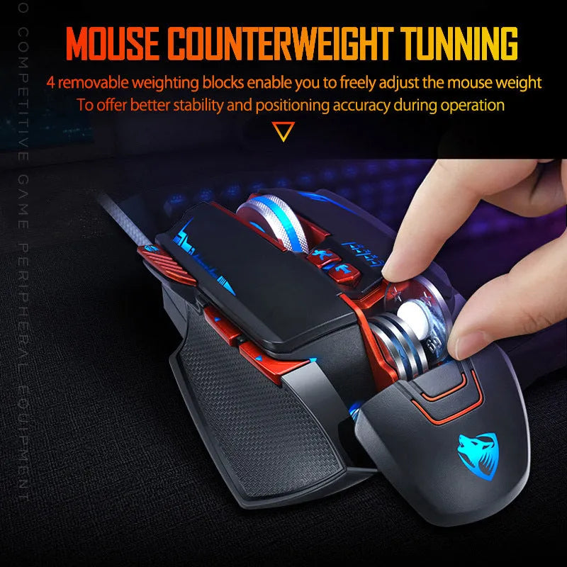 Thunder Wolf V9 wired gaming mouse with six buttons in black or grey colour