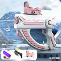 Blue electric water gun with USB charging cable and 55cm length for outdoor water fights