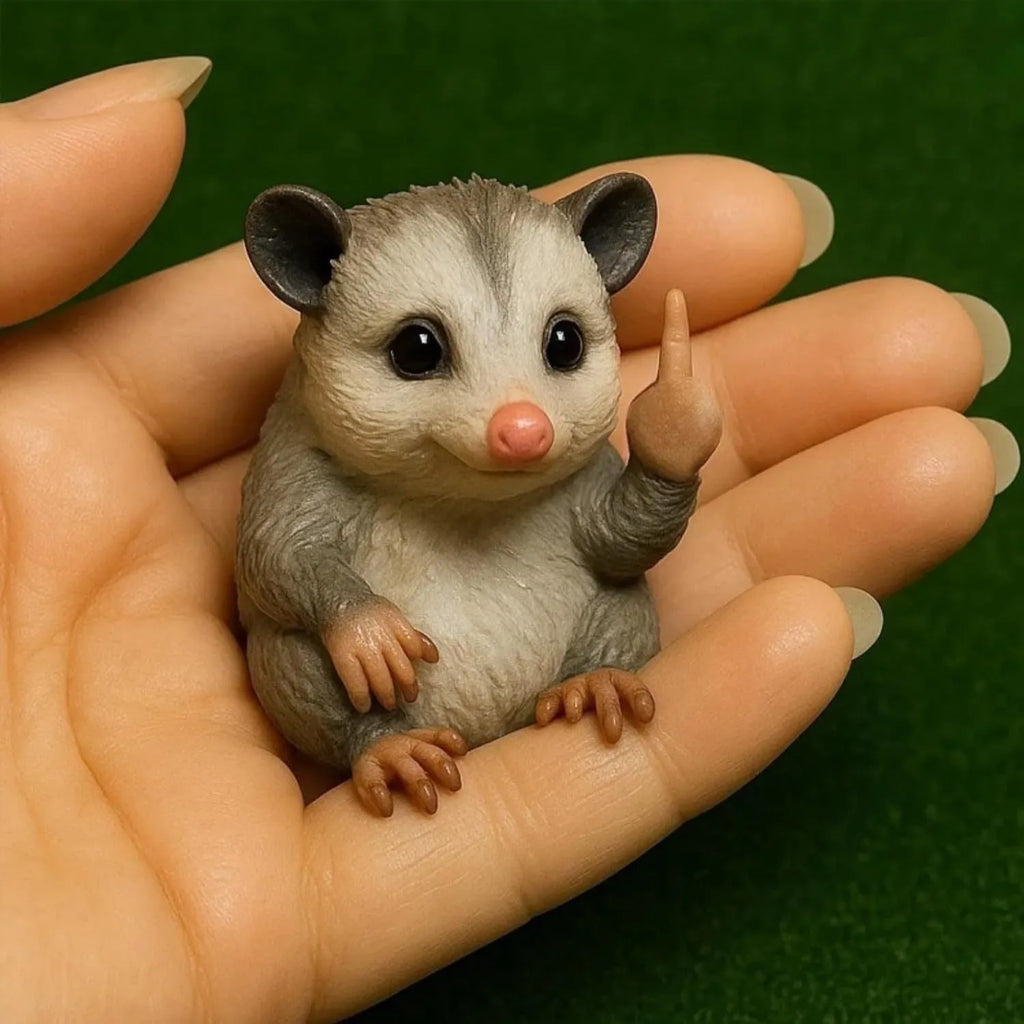 Mini resin ornament of a funny animal doll in a vertical pose, available in cat, dog, elephant, frog, Highland cattle, mouse, and turtle designs.