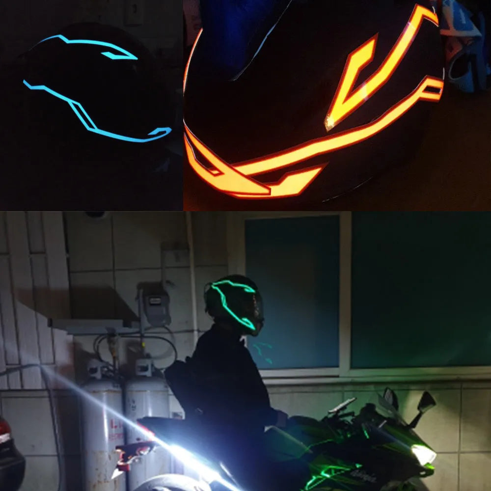 Helmet light bar kit with four flexible strips, driver, cables, and stickers in OPP packaging, 54.5x6.7 cm