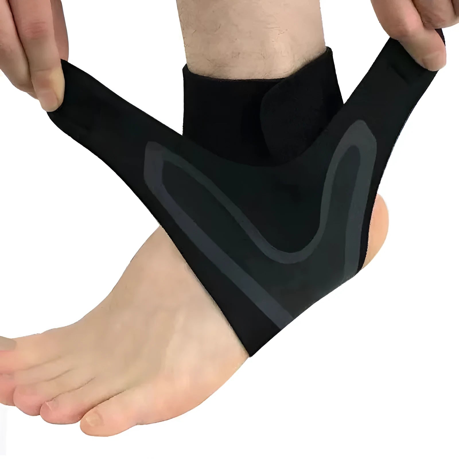 Ankle support brace for sports injury recovery showing left and right versions in three sizes