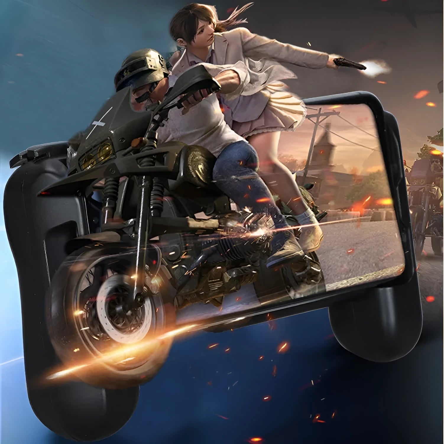 Black Cooling Bluetooth Controller-P2 for iPhone gaming with cooling fan