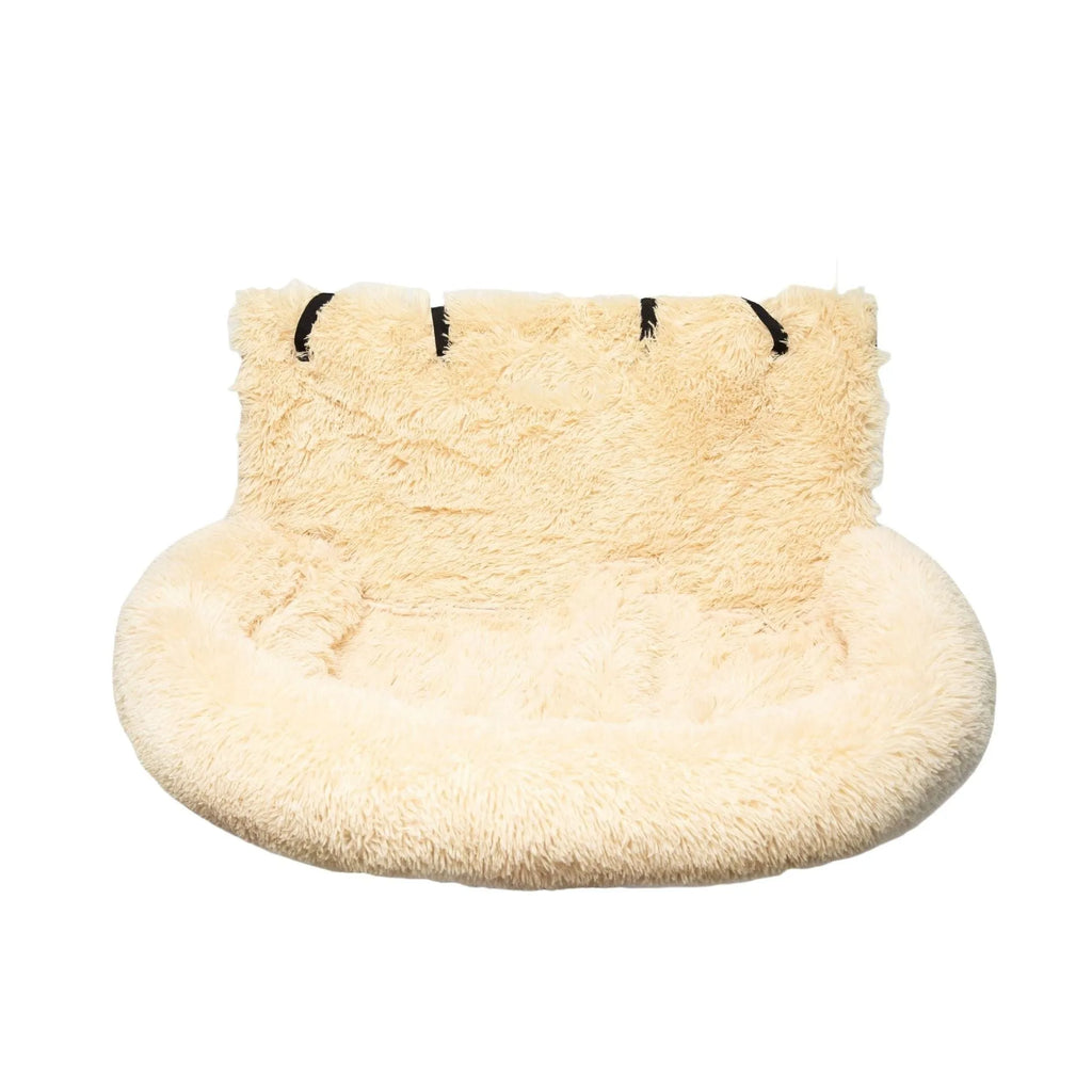 Thickened cloth vehicle pet mat shown on a car seat in beige and dark grey colour options.