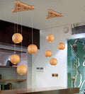 Nordic solid wood ball chandelier hanging lamp with adjustable height