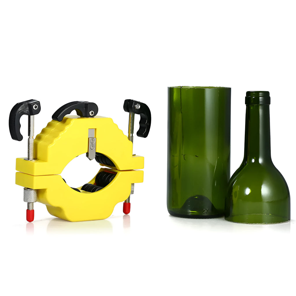 Yellow DIY bottle cutter for cutting glass bottles between 50mm and 120mm in diameter