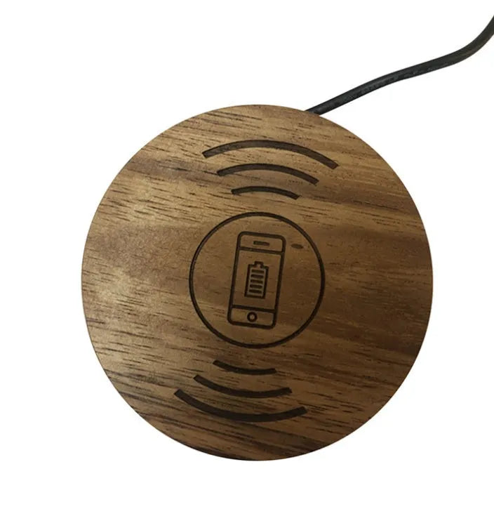 Round embedded wireless charging module for desk or bed head installation