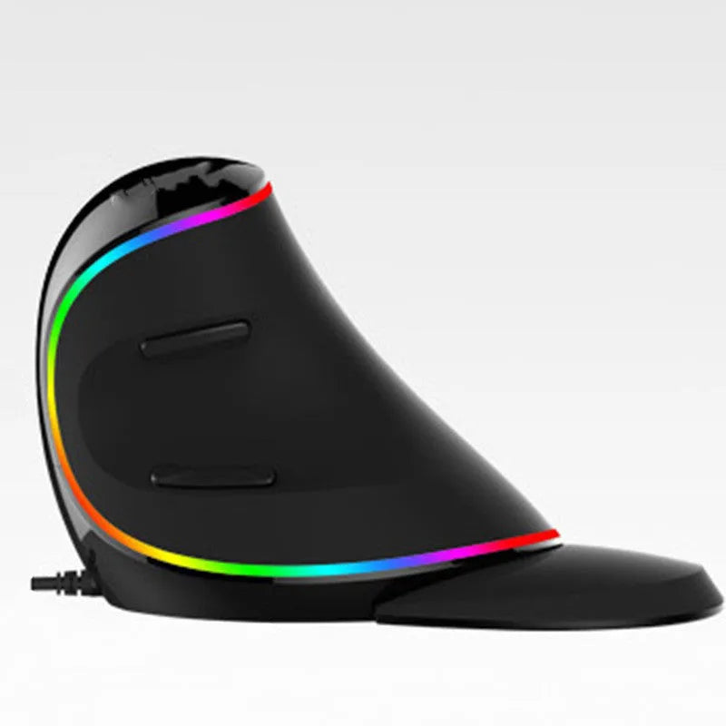 Vertical ergonomic wired computer mouse with RGB lighting, shown in Symphony style variant.