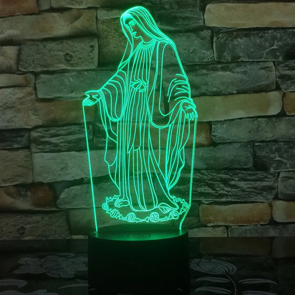 3D LED night light showing laser-engraved acrylic dual ring pattern with colourful illumination effects