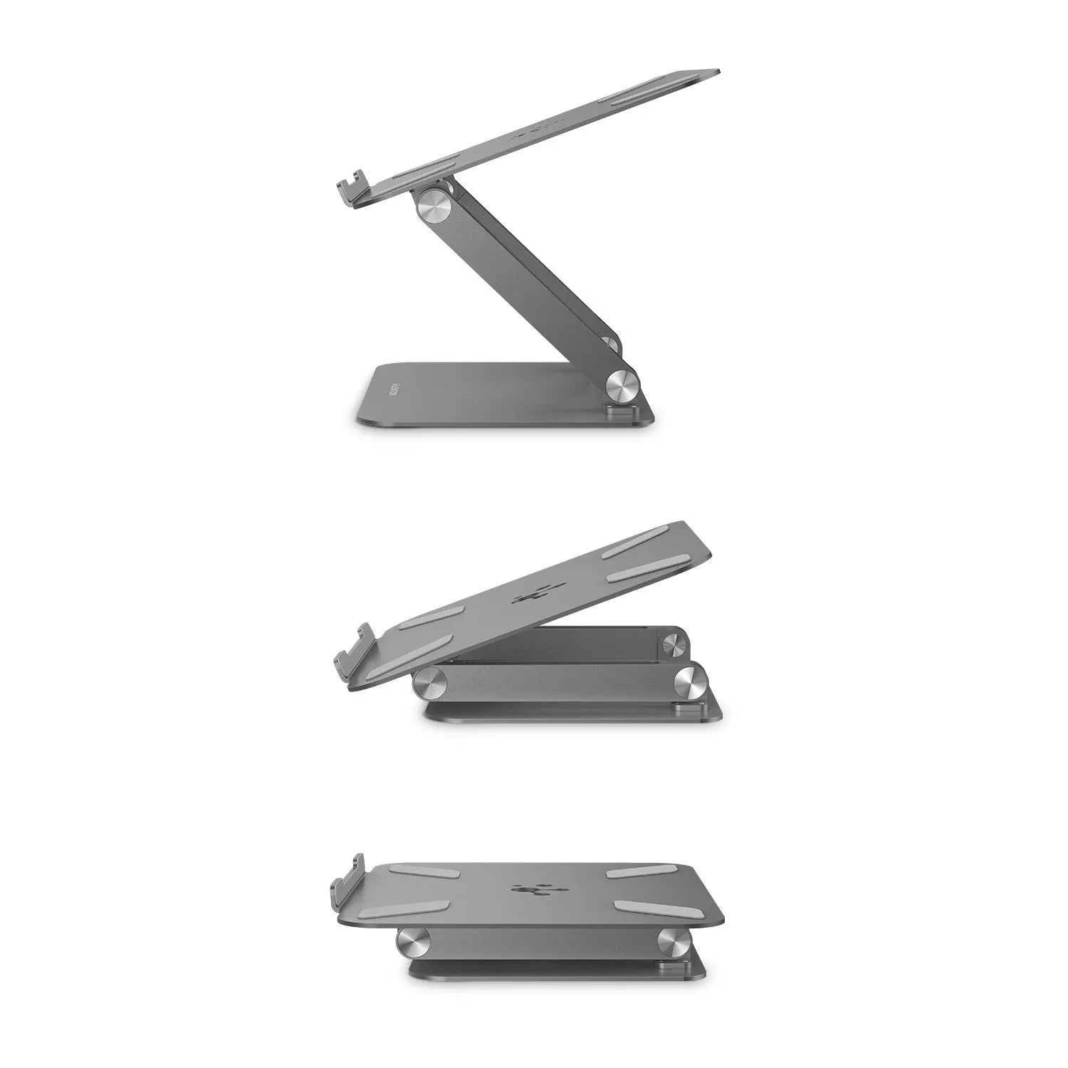 Aluminium alloy multi-angle notebook stand in space gray colour on a desk