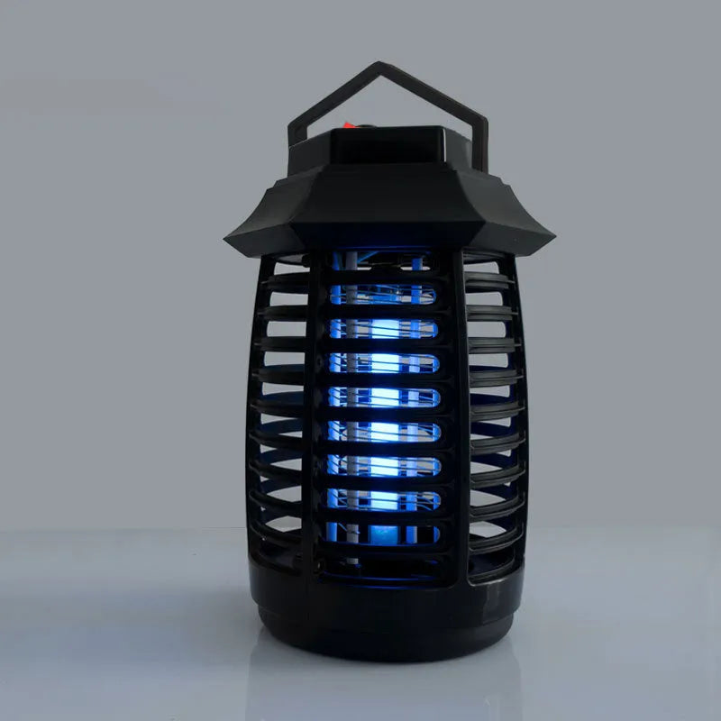Black aromatherapy mosquito lamp with UV or LED tube options for insect control in bedrooms and offices.