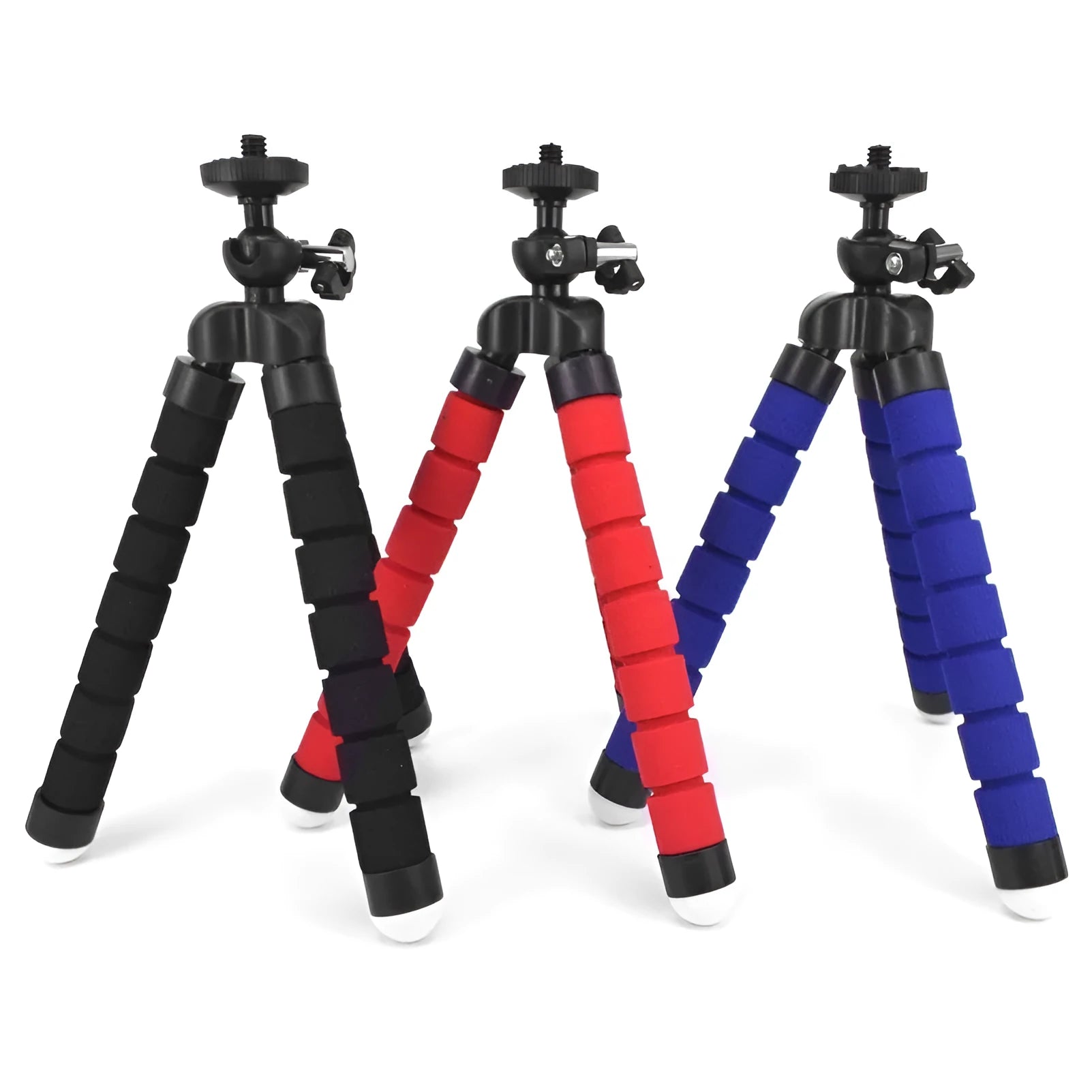 Black flexible octopus tripod with wrapped legs showing 1/4-20 screw mount for smartphones