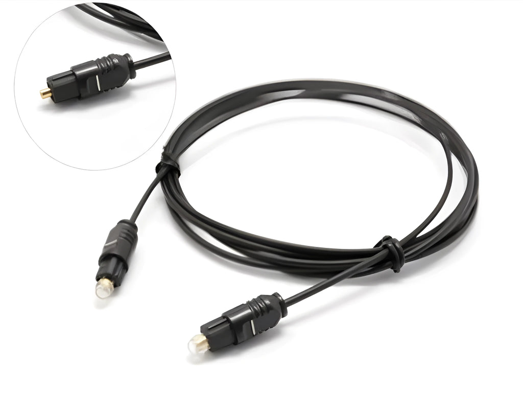 OD2.2 digital audio optical fibre cable with slim 2.2mm profile and optical connectors.
