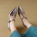 Genuine leather Mary Jane pumps with chunky heel in gun colour and pink sizes 34-40
