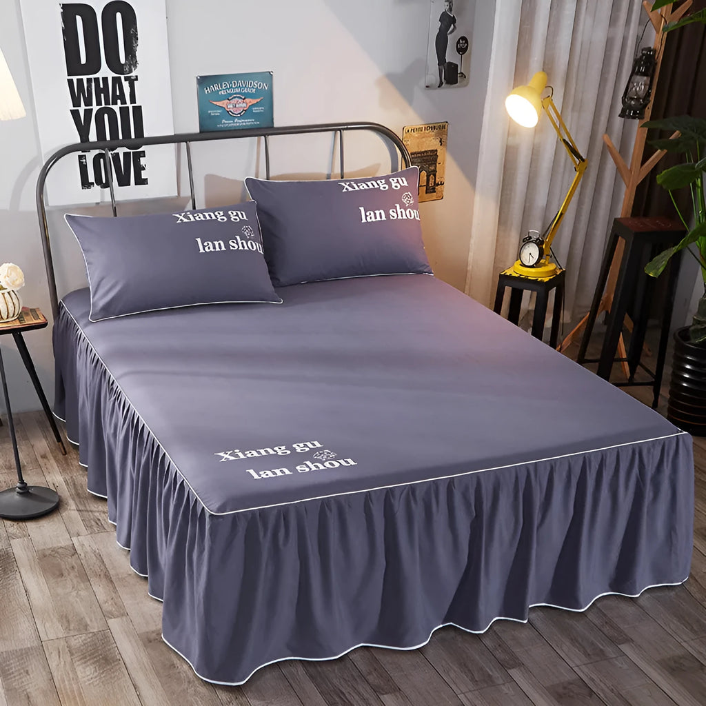 Beauty bed cover brushed bed skirt in breathable sanding fabric, available in multiple colours and sizes