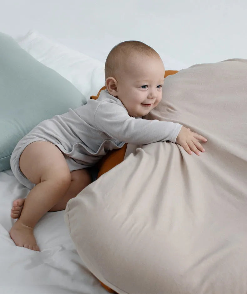 Beige portable cotton baby nest crib for newborns measuring 75cm by 45cm
