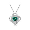 Copper heart-shaped pendant necklace with electroplated finish and coloured stones.
