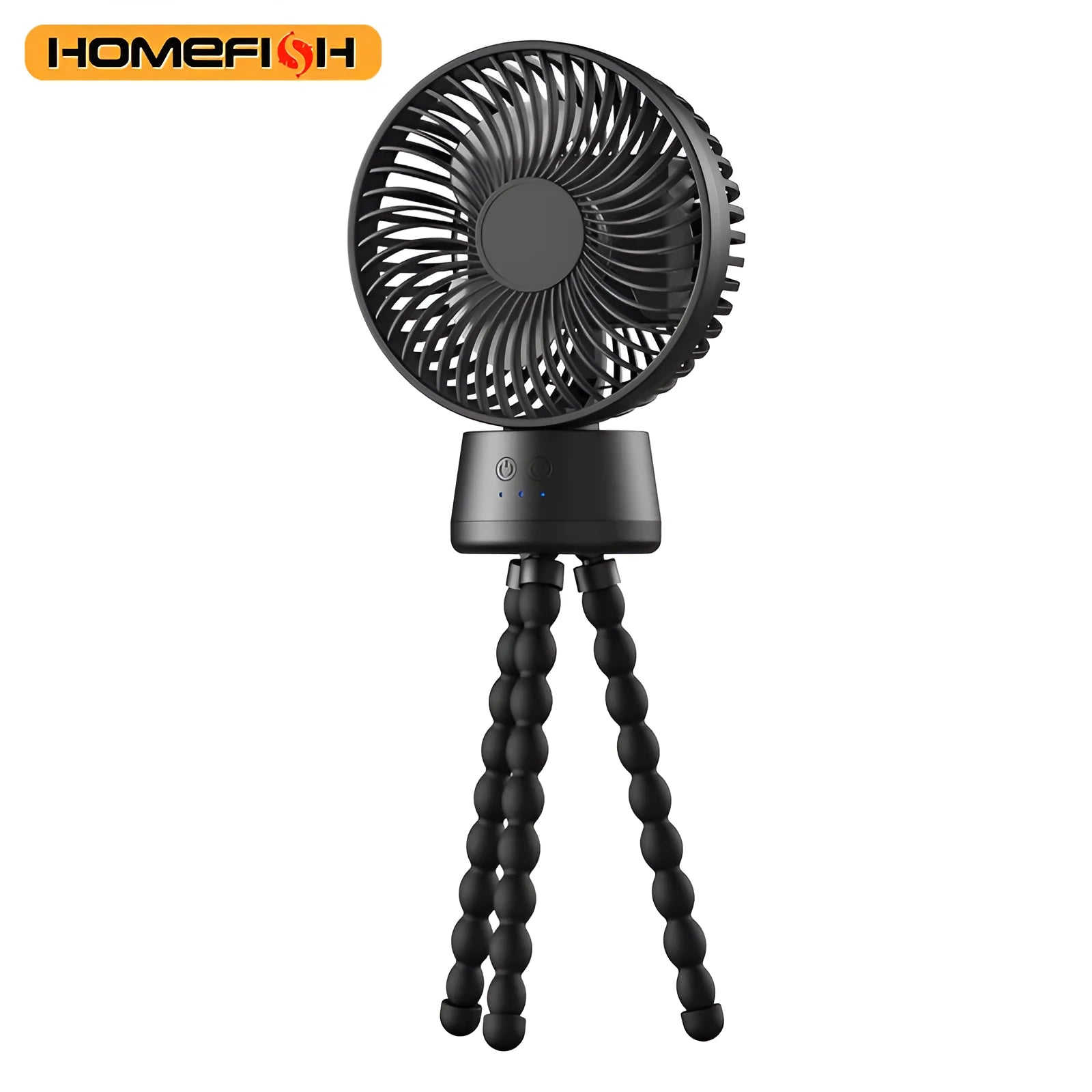 HOMEFISH F2 automatic shake head baby stroller fan with LED light on a detachable bracket